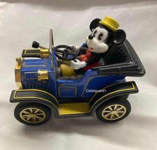 Vintage Blue Walt Disney Mickey Mouse Pull Lever Car Masudaya Corp 1981 picture