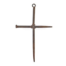 Metal Crossed Nails Wall Cross Rustic Finish Religious Decor 8 1/2 inch picture