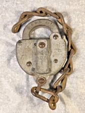 Vintage B&O Switch Padlock Cast Iron Lock with Keeper Chain Fraim picture