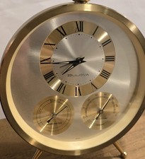 Vintage Bulova Weather Station Desk/Mantel Clock Mechanical Movmt Works  picture