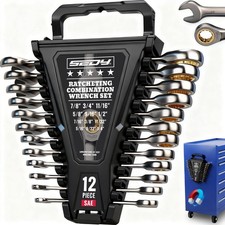 Premium 12-Piece SAE Ratchet Wrenches Set with Magnetic Organizer 1/4