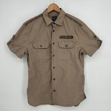 Armani Exchange Shirt Mens Medium Brown Utility Military Button Up Short Sleeve picture
