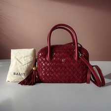 Authentic BALLY Hand bag Red Leather From Japan 01432 picture