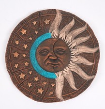 Vtg Celestial Astrology Moon Sun Wall Plaque Chalkware  Round 10