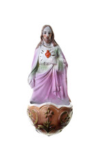 Italian VTG Ceramic Holy Water Font Crucifix Catholic Wall Hanging Jesus 6