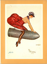 Xavier Sager Flying High WWI Pin Up Risque 1977 5x7 Vintage Greeting Card picture
