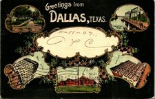 Multiview Greetings From Dallas Texas TX 1907 DB Postcard Smith & Lamar Pub picture