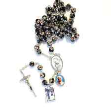 Black Cloisonne Rosary -St. John Paul II -JPII w/ Relic Medal -Blessed picture