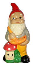Vtg Mid Century Modern Garden Ceramic Gnome Anthropomorphic Mushroom Piggy Bank picture