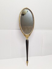 MIR-A-G0LD Antique Gold Tone Mirror Hand Held Vanity 15.5” picture