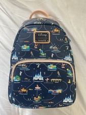 Loungefly Disney Disneyland 65th Anniversary Mini Backpack with Disneyland lands picture