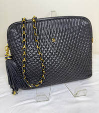 Bally Black Quilted Shoulder Bag Zip Gold Chain with Tassel picture