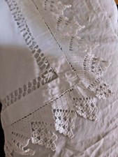 A Beautiful True Vintage Tablecloth with Decorative Triangular Edging picture