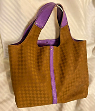 Bottega Veneta Hand Bag Small Tote Purple & Brown Canvas picture