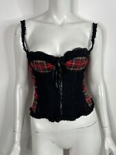 VTG MOSCHINO RED TARTAN CORSET TOP 44 M picture