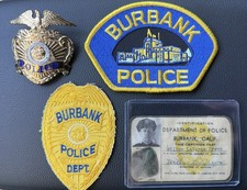 Vintage Burbank CA Police Eagle Hat Piece Entenmann ID Card Patches Rare Lot picture