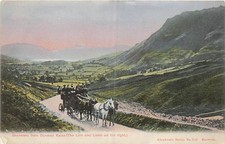 Postcard England: Grasmere from Dunmail Raise, Horse Coach, Lake District DB picture