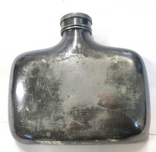 ANTIQUE 1920'S-1930'S PROHIBITION ERA SILVER PLATED METAL HIP FLASK picture