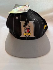 Vintage 90s Disney Mickey Mouse Unlimited Snapback Hat Pinstripe NWT picture