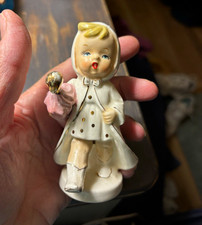 Napco Vintage 1950s C1933/UB Ceramic Girl Figurine Salt Shaker White Pink picture
