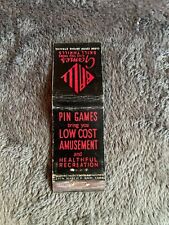 199B Vintage Matchbook Cover BALLL GAMES Skill Thrills Pin BALLY Coin Operated picture