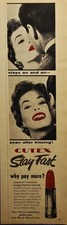 1954 Cutex Stay Fast Lipstick Print Ad Stays on Even After Kissing Bright Lips picture