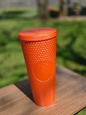 Starbucks Pearlized Orange Studded Tumbler Cup 24 oz Venti Fall 2022 Bling picture