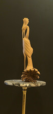 Vintage Hand-Carved Wooden Crested Crane / Heron Bird Sculpture – 16” picture
