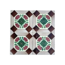 4 PC'S RARE VINTAGE CERAMIC FLOWER'S TILE'S SAJI MADE IN JAPAN COLLECTABLE  picture