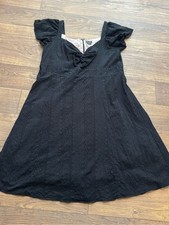 City Chic Black Eyelet Cotton Puff Sleeve Fit & Flare Dress Size 20 XXL picture