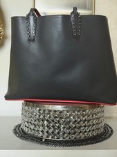 Christian Louboutin 3205218 CM53 Cabata Tote Leather Black Red Handbag picture