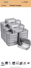Metal Rectangular Empty Hinged Tins, Pack of 40, Silver picture
