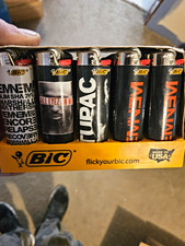 50 BIC Eminem & Tupac Collectible Disposable Lighters tray of  Black Red Silver picture