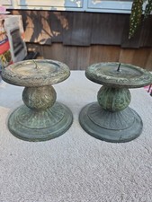 Vintage 2 Brass Pillar Candlestick Candle Holders Pedestal picture