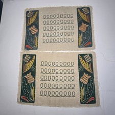 Vintage Robert Darr Wert Country Prints Tulip Placemats Pennsylvania Dutch Pair picture