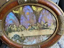 Vintage ”The Last Supper” Art Signed By Anna Something On Back In VNT Oval Frame picture