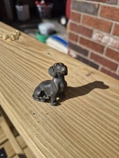 Vintage Pewter Dachshund Doxie Weiner Dog Figurine 1 3/4” Long Gray picture