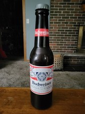 VINTAGE LARGE PLASTIC BUDWEISER BEER BOTTLE COIN BANK KING OF BEERS picture