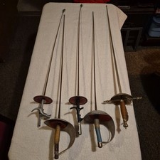 ​Lot of 5 Vintage Fencing Swords Sabre Foil Rapier Uhlmann Visconti Leather Grip picture