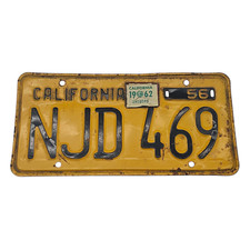 Retired Vintage 1956 California License Plate NJD-469 Authentic Original picture