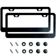 2PCS Matte Black License Plate Frames, 2 Holes Solid RustProof Stainless Stee... picture