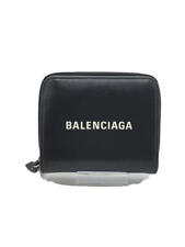 Used Balenciaga Bifold Wallet/Leather/Blk/Men'S picture