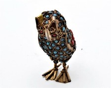 Vintage Nepalese Owl Figurine. Hand Set Faux Turquoise & Coral Beads picture