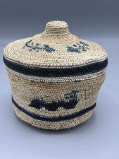Wonderful Vintage Makah Northwest Coast Sea Monster Covered Basket picture