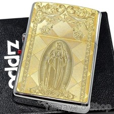 Zippo Ave Maria Gold Metal Plate Single Sided Etching Processing Lighter Japan picture