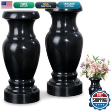 XONOR Cemetery Vase Granite Grave Vase 2Pcs Black No Draining Hole picture