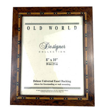 VTG 90s Old World Designers Wood 8x10 Inlay Picture Frame Tabletop or Wall picture