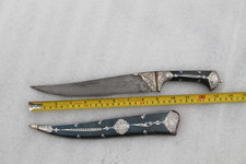 Mughal Indo-Persian silver inlaid  short work pesh-kabz kard dagger picture