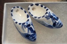 Estate Sale Mini Delft Holland Shoes Clogs Hand-painted Blue & White  picture