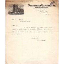 Merchants Elevator Co. 1912 T. M. McCord Minneapolis MN Letterhead Billhead SK2 picture